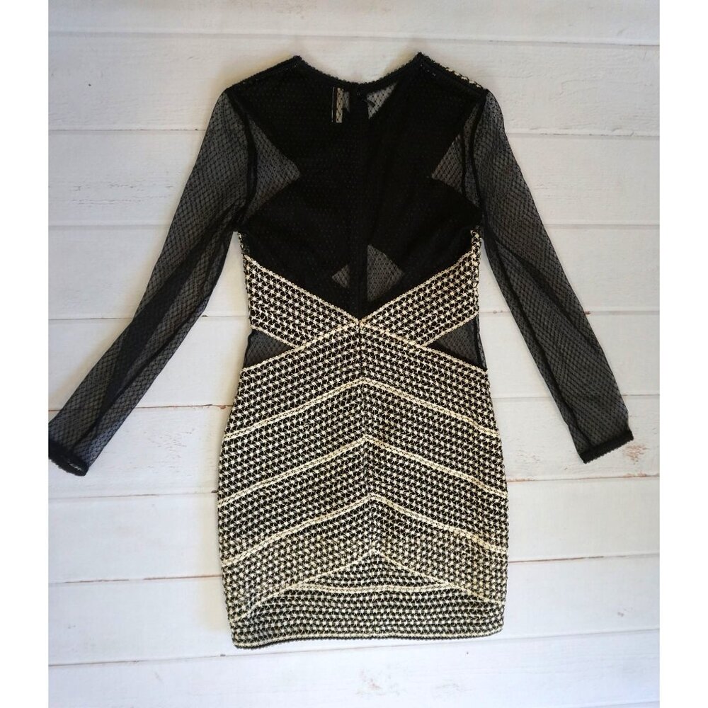 Topshop Long Sleeve Net/Mesh Bandage Bodycon Dress - Size US 6 - Picture 4 of 7